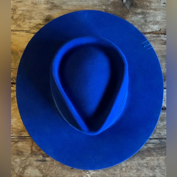 Teressa Foglia blue flat brim 100x beaver fur felt hat fedora 7 56 Nick Fouquet main image 4